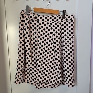 J. Crew 365 Pink and Black Polka Dot Wrap Skirt Size 8